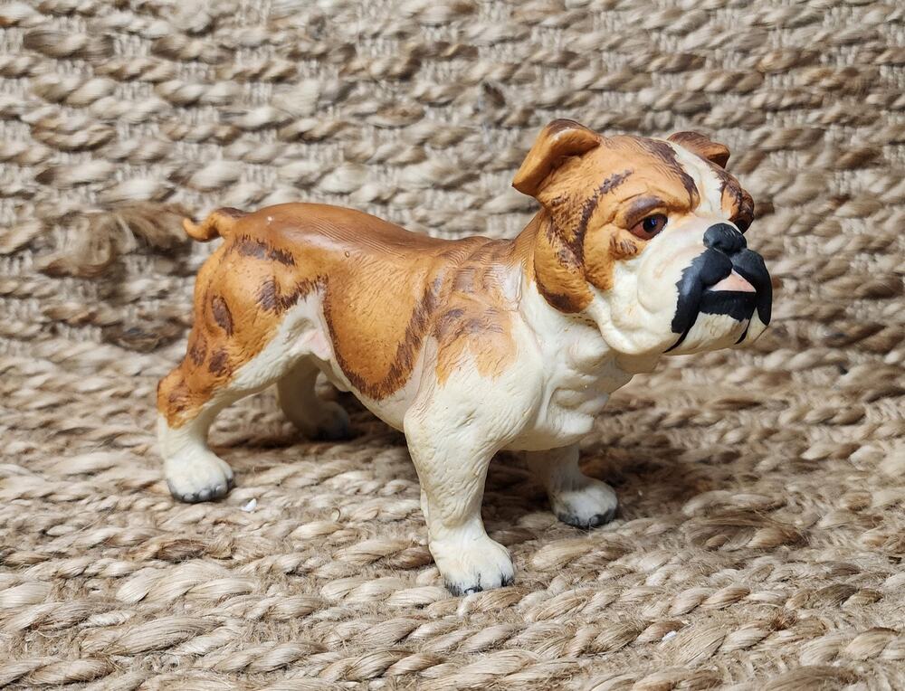 Andrea by Sadek Porcelain Brown White Bulldog Figurine Shelf Tabletop Decor